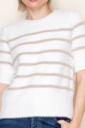 Short Sleeve Striped Sweater
