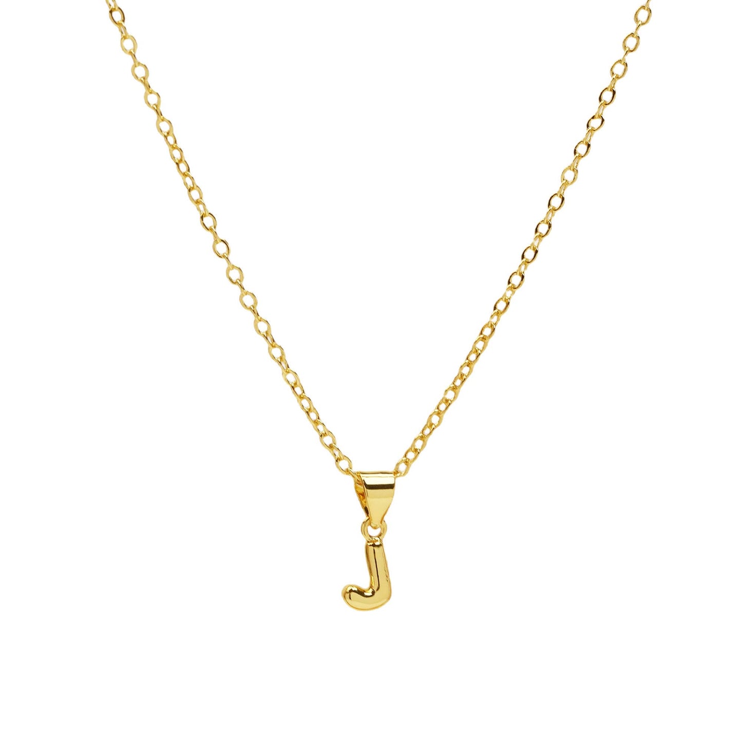 Initial Medium Balloon Bubble 18K Gold Necklace