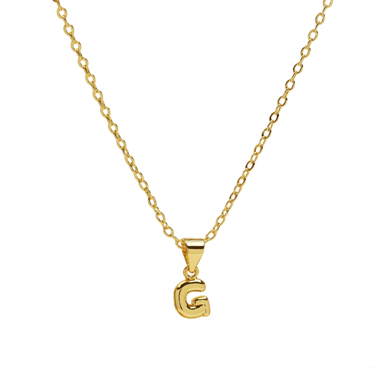 Initial Medium Balloon Bubble 18K Gold Necklace