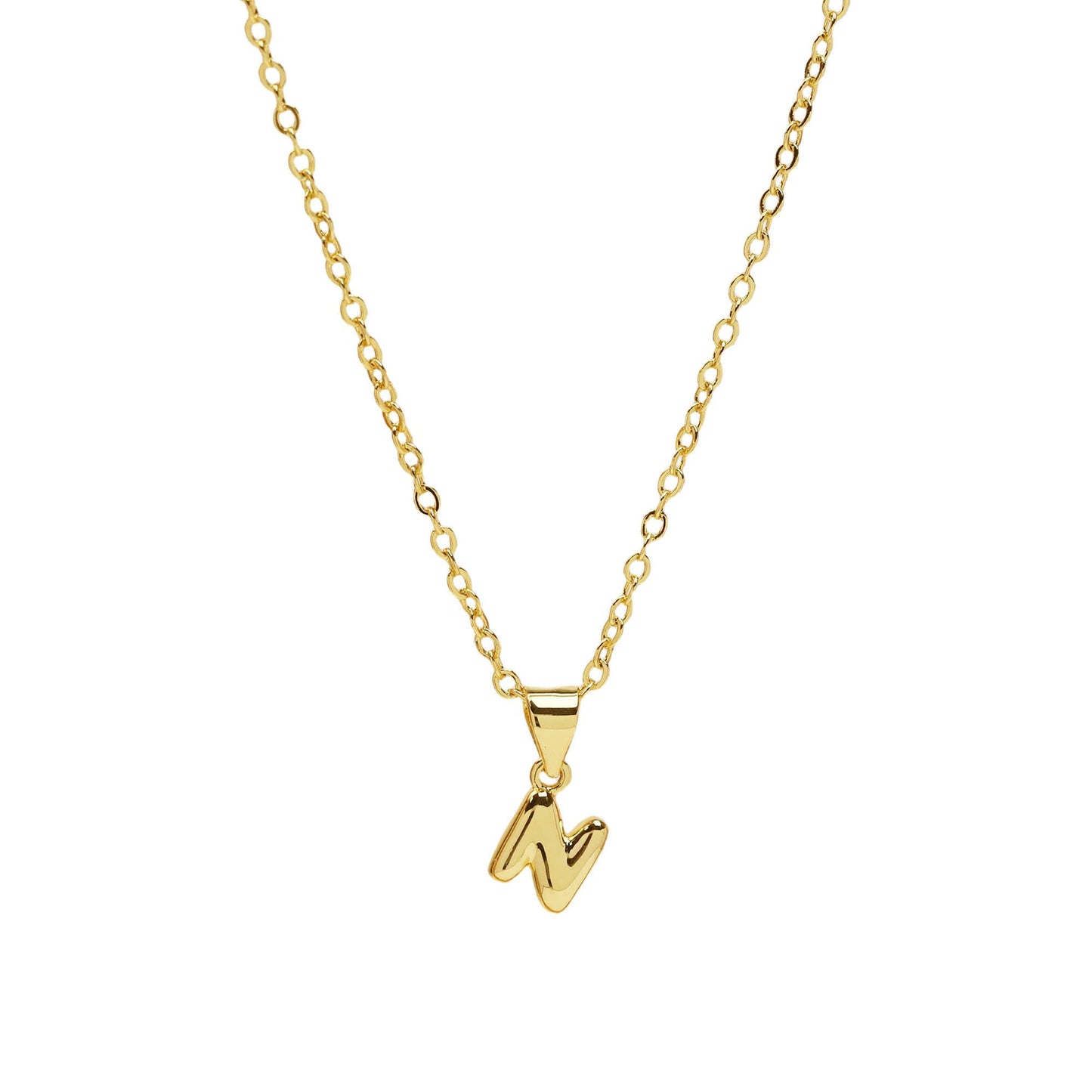 Initial Medium Balloon Bubble 18K Gold Necklace