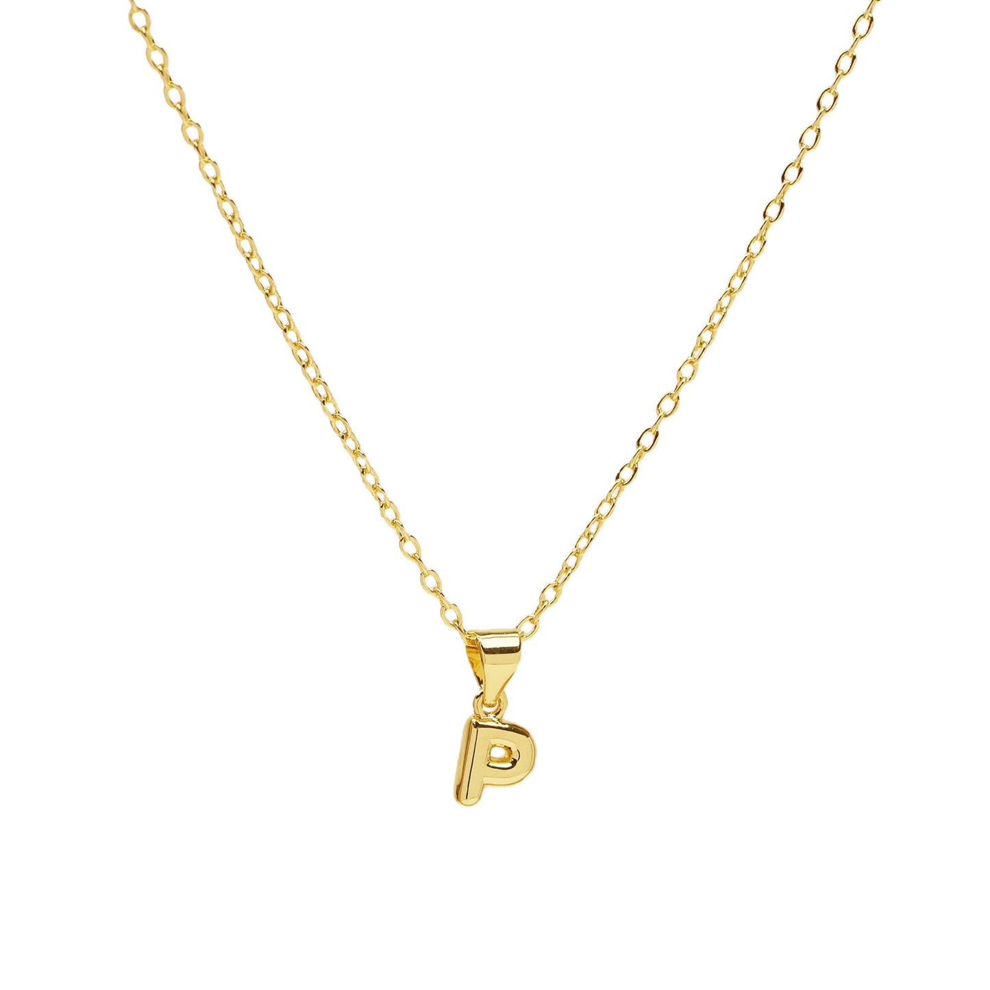 Initial Medium Balloon Bubble 18K Gold Necklace