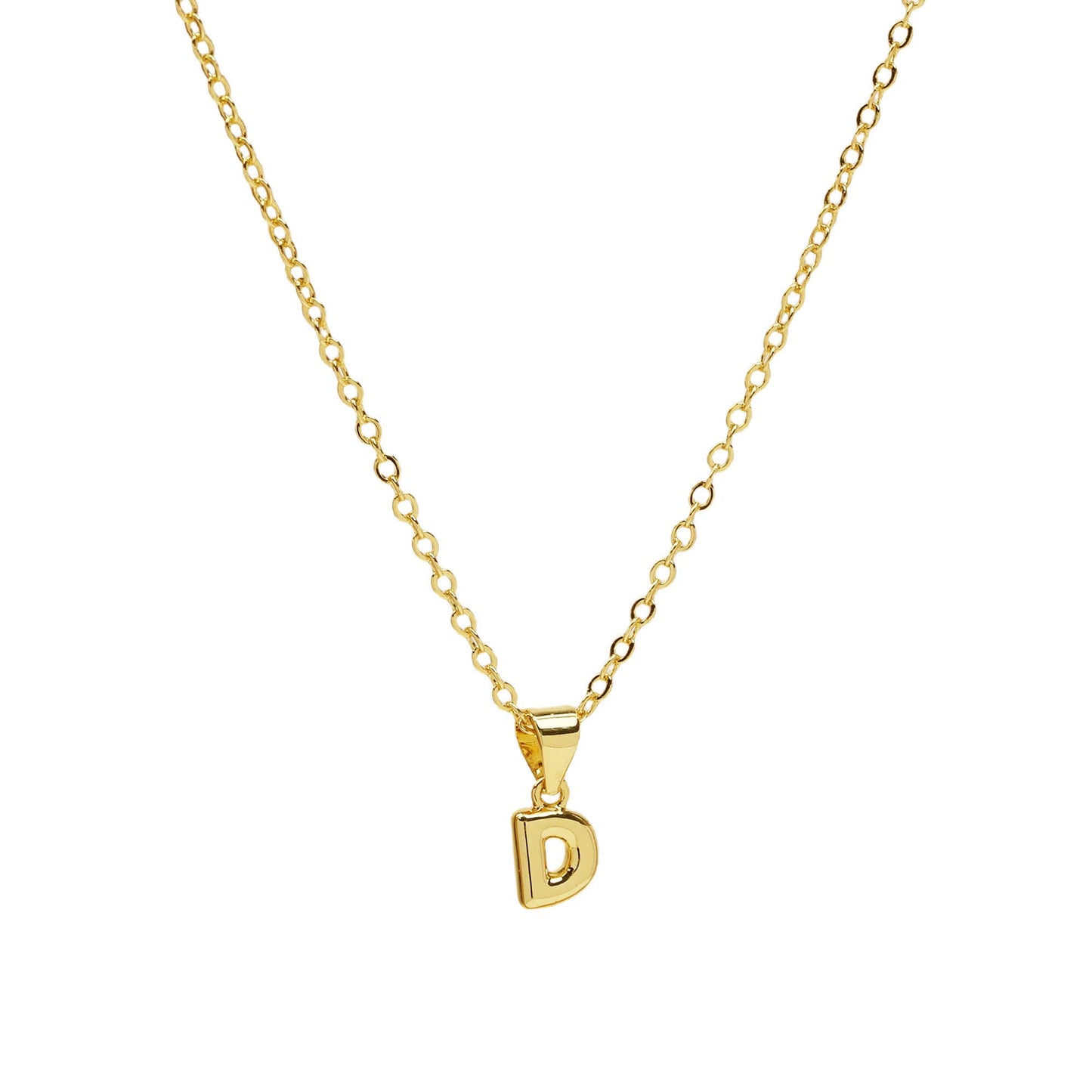 Initial Medium Balloon Bubble 18K Gold Necklace