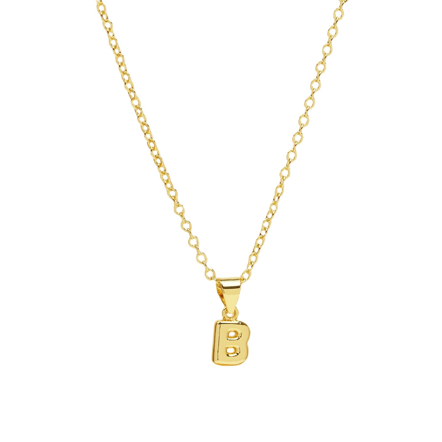 Initial Medium Balloon Bubble 18K Gold Necklace