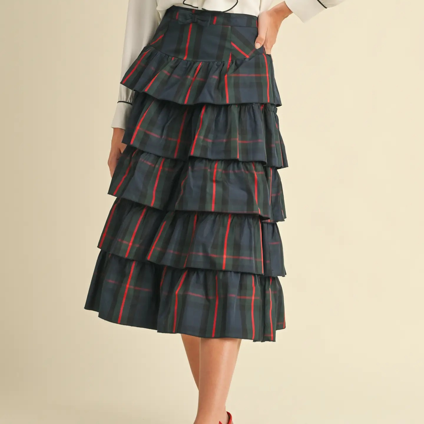Check Tiered Skirt