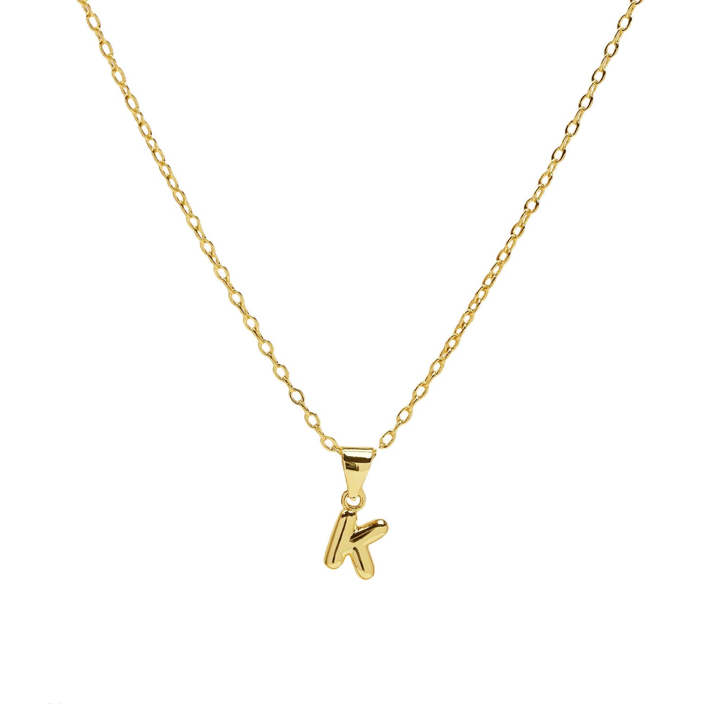 Initial Medium Balloon Bubble 18K Gold Necklace