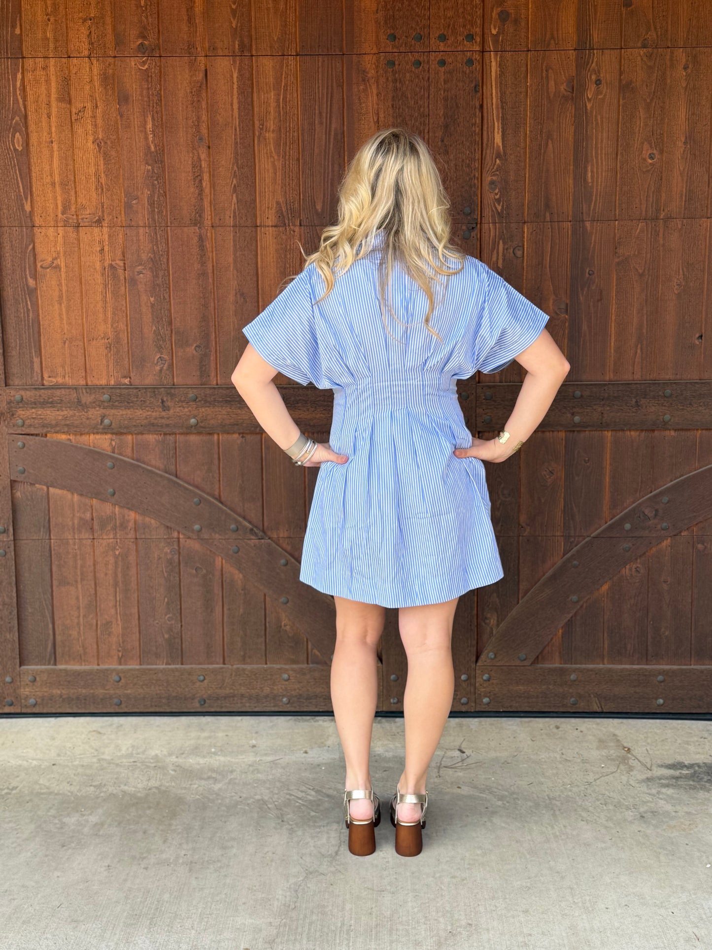 Lacy Light Blue Stripe Dress