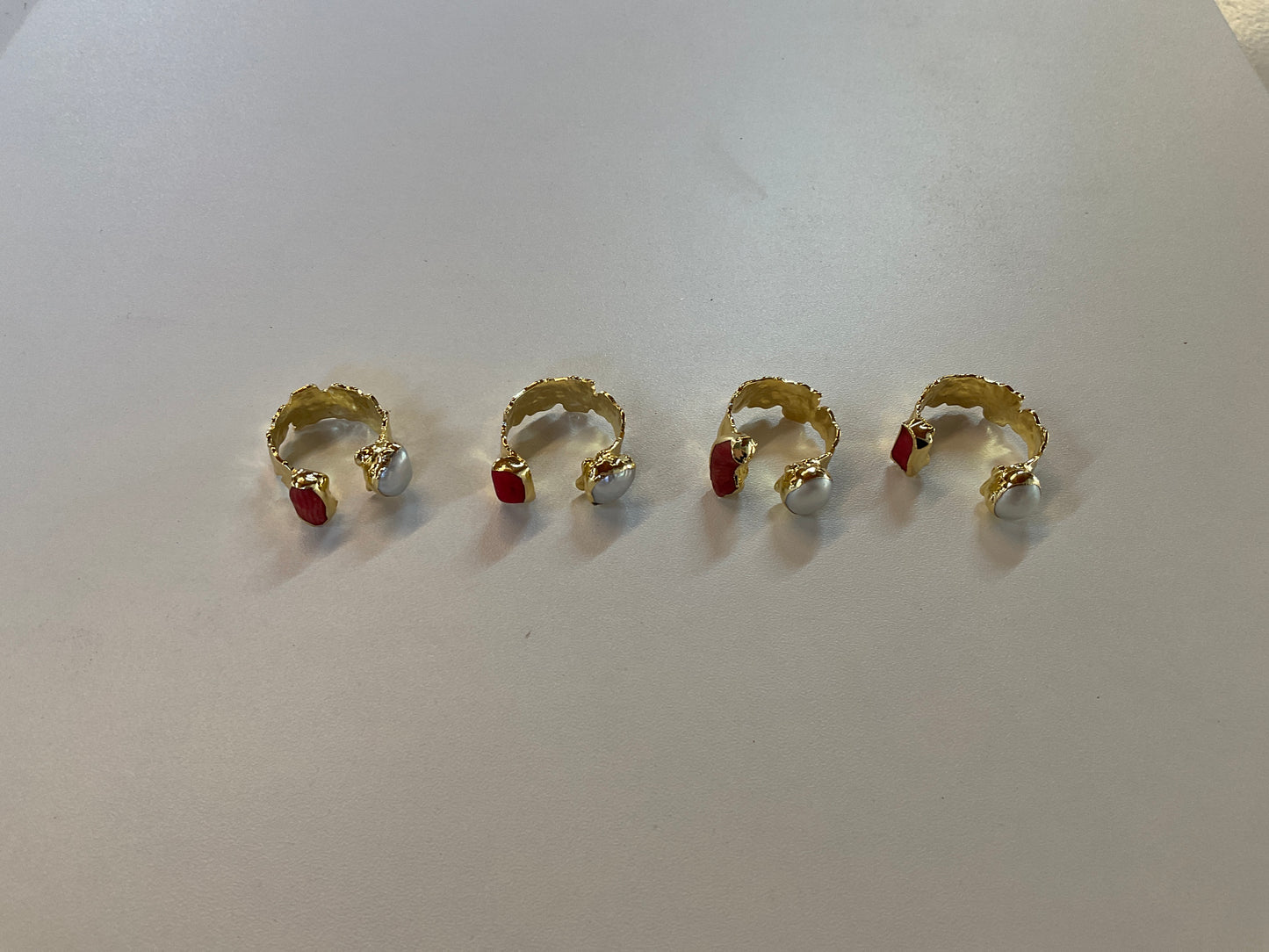 Easton Elle Coral & Pearl Plated Ring