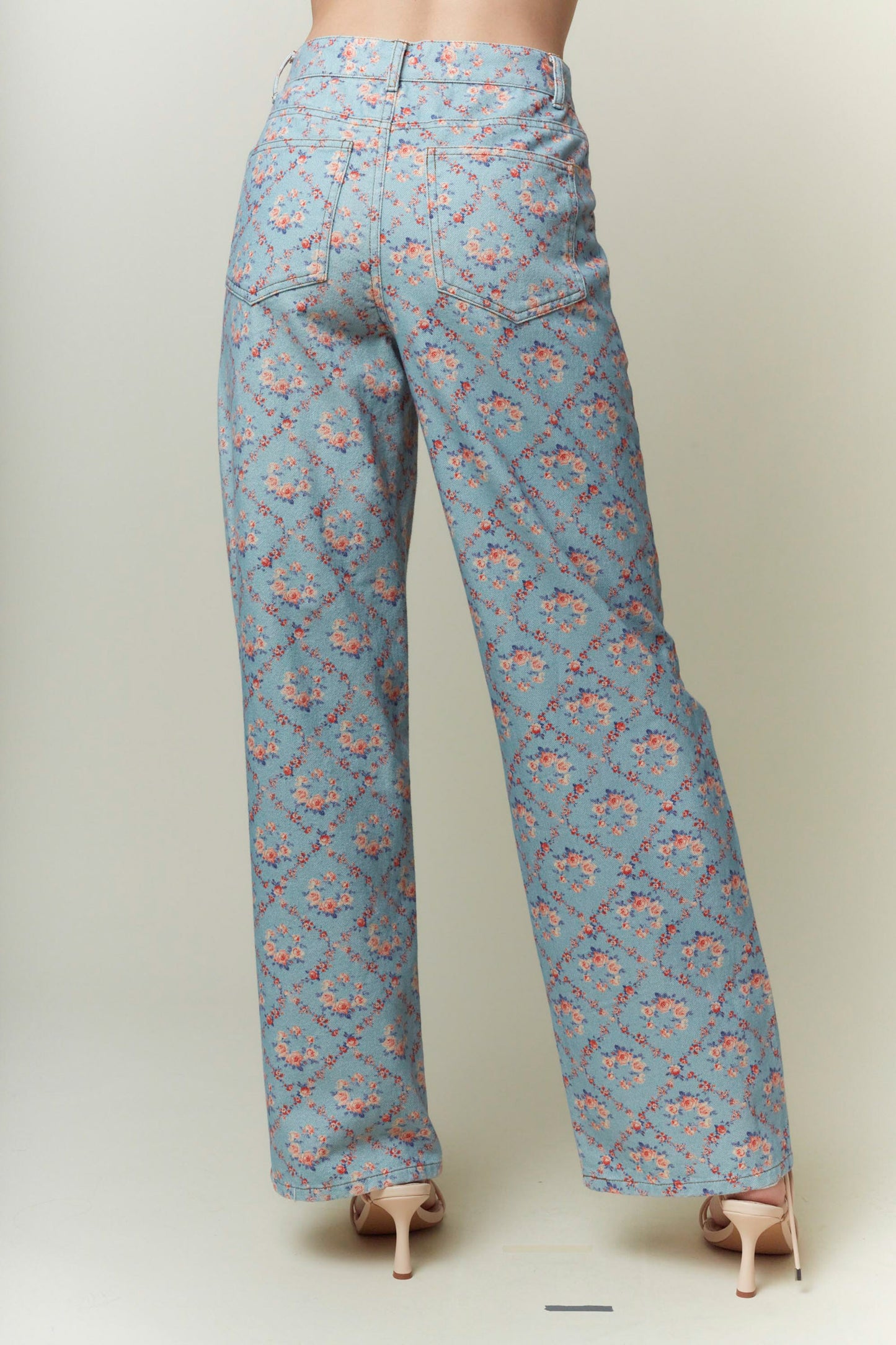 Lou Floral Print Denim Pants