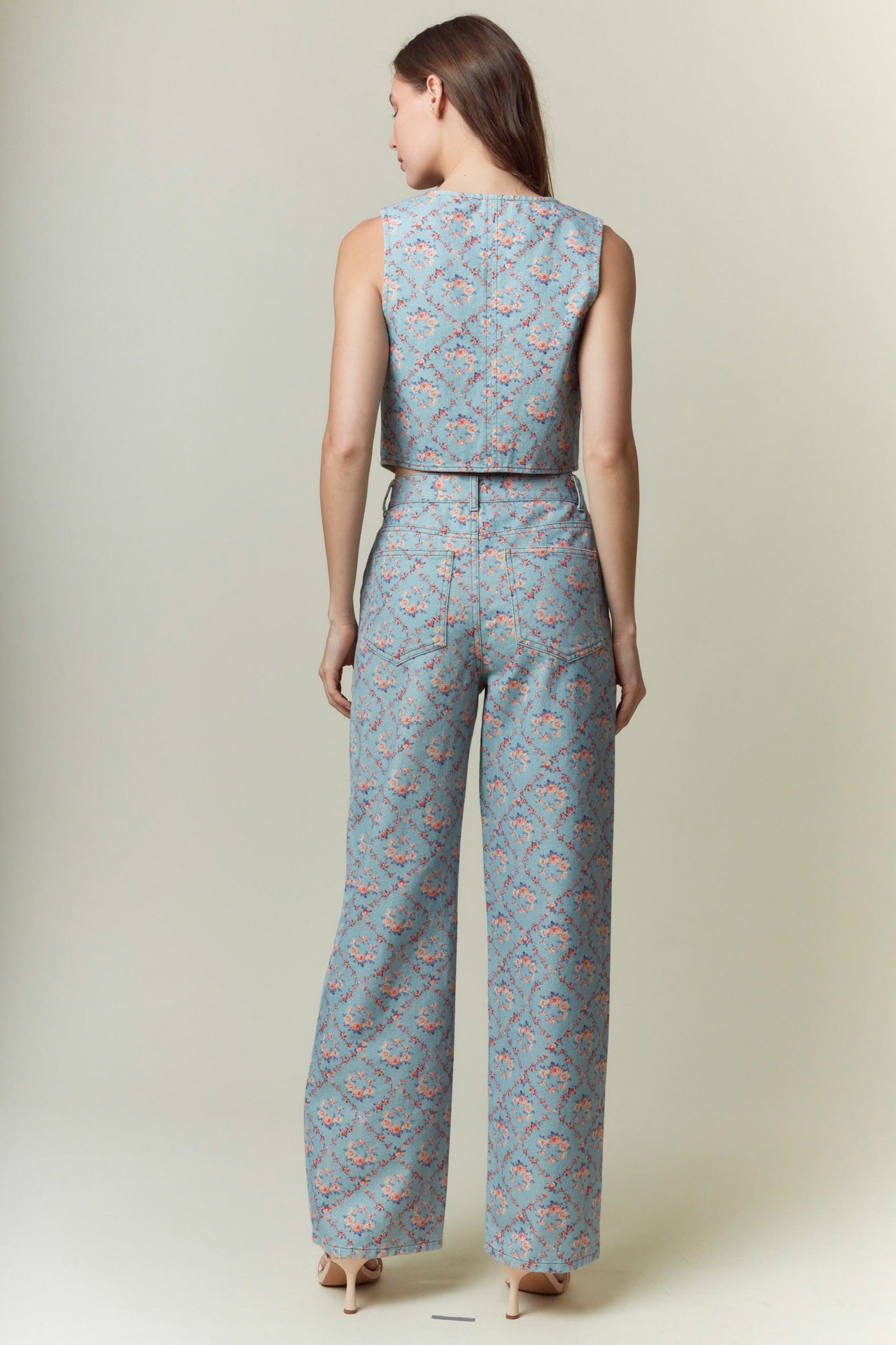 Lou Floral Print Denim Pants