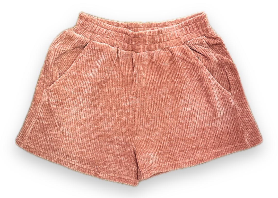 Rose gold corduroy shorts