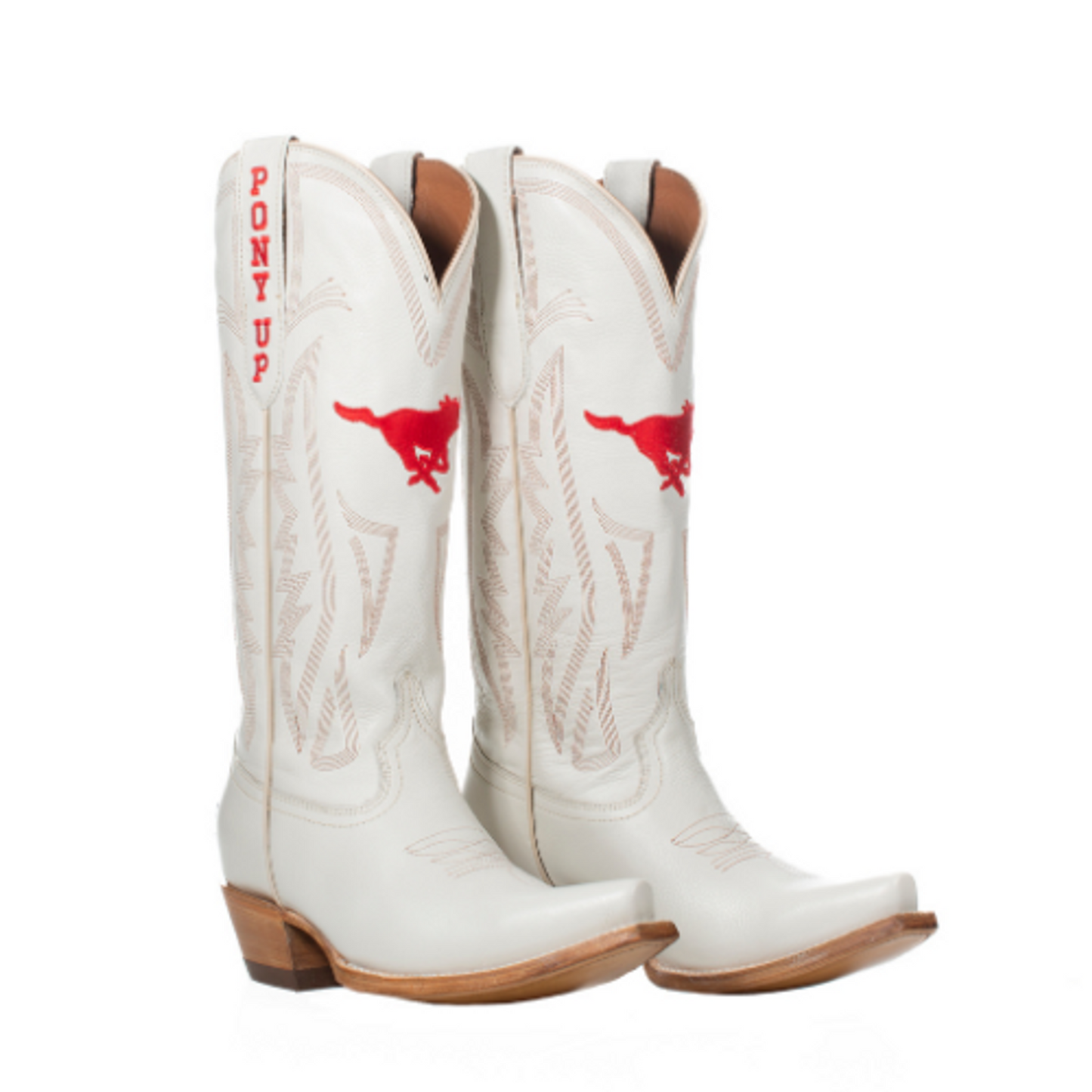 Game Day Western Ivory Boots - SMU Mustangs