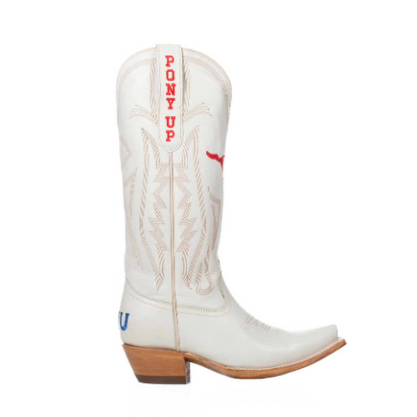 Game Day Western Ivory Boots - SMU Mustangs