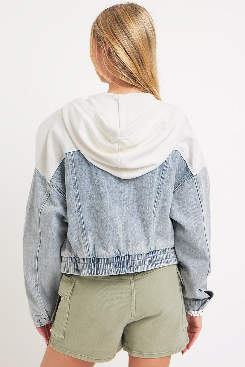 RJ CONTRAST HOODED BOMBER JACKET