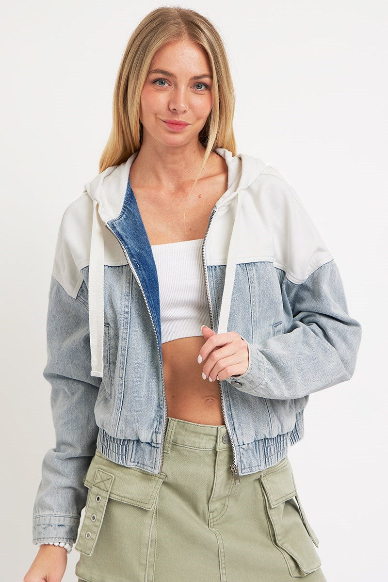 RJ CONTRAST HOODED BOMBER JACKET