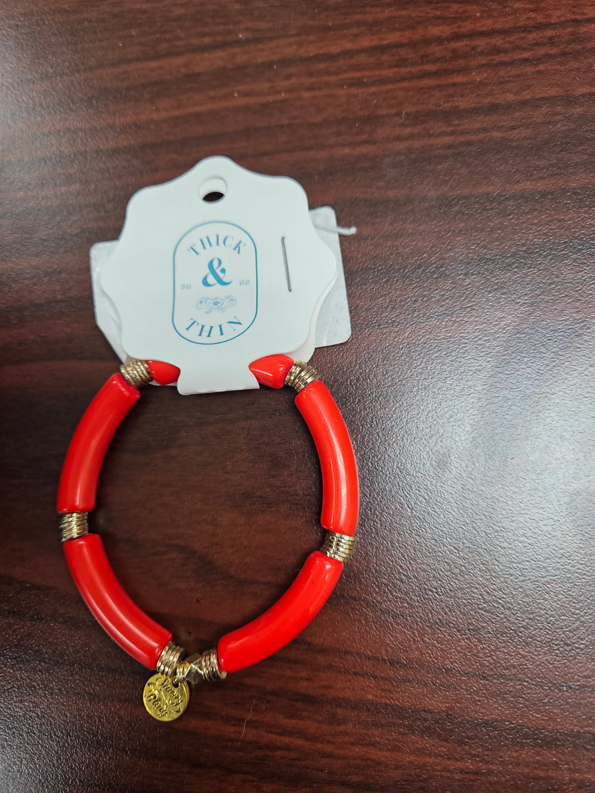 Red Marble Tube Bamboo Bracelet
