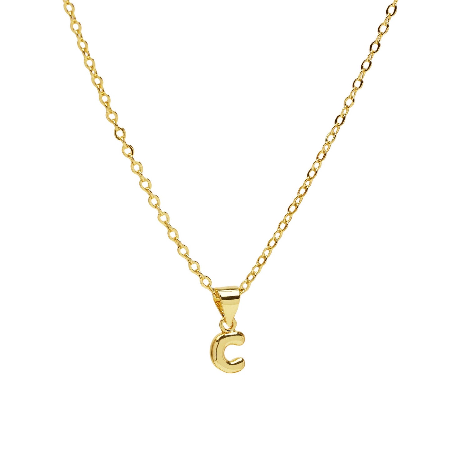 Initial Medium Balloon Bubble 18K Gold Necklace