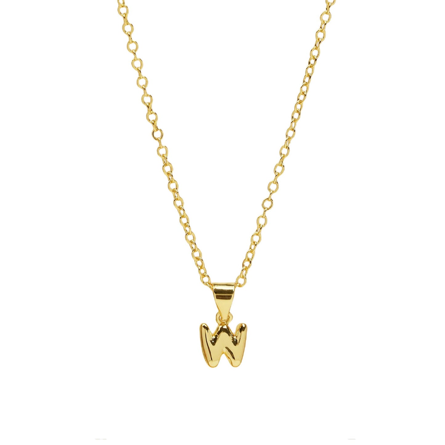 Initial Medium Balloon Bubble 18K Gold Necklace