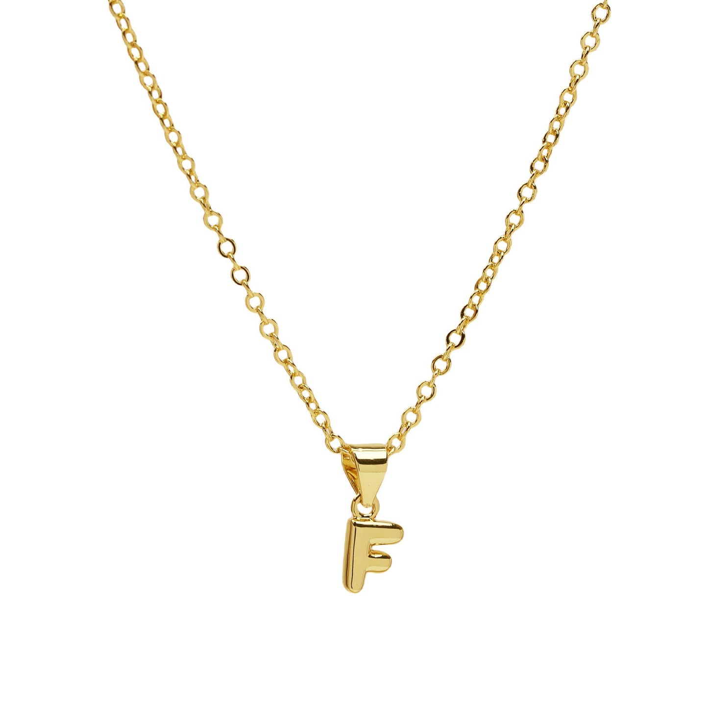 Initial Medium Balloon Bubble 18K Gold Necklace