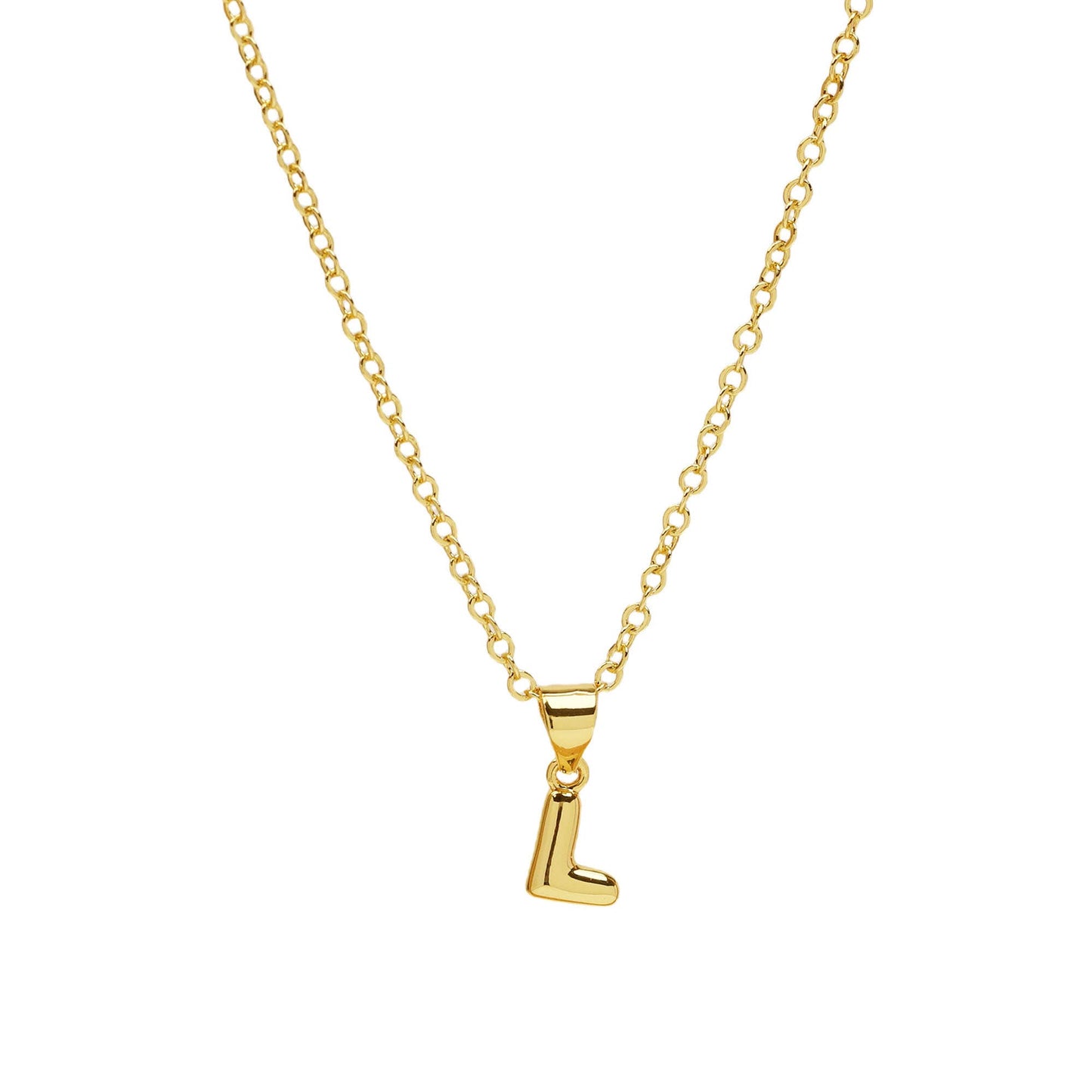 Initial Medium Balloon Bubble 18K Gold Necklace