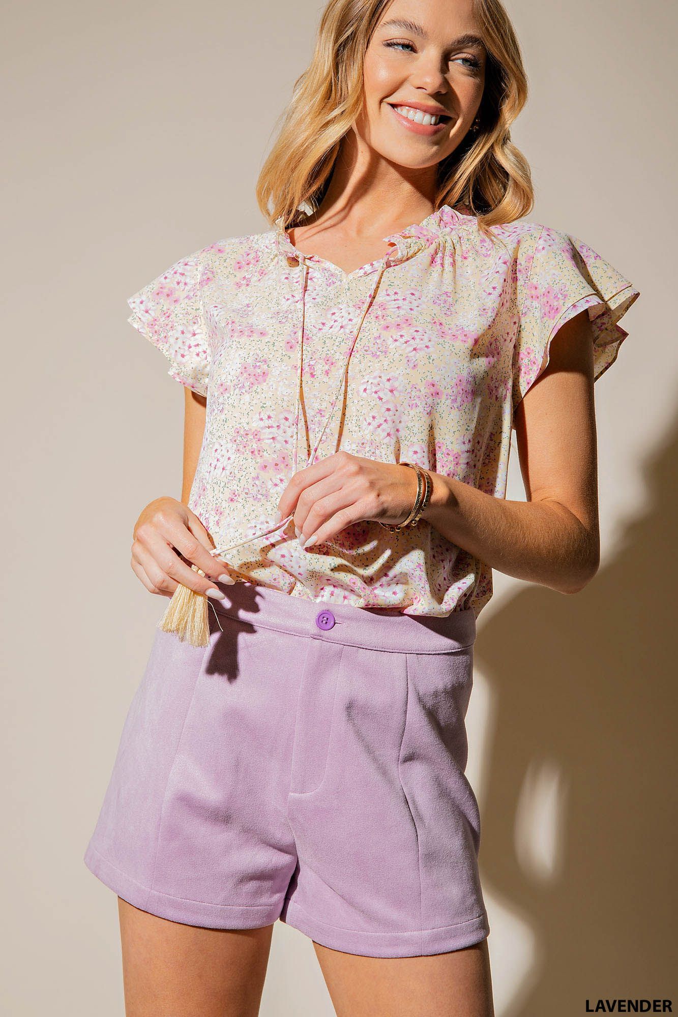 KA Lavender Suede Shorts