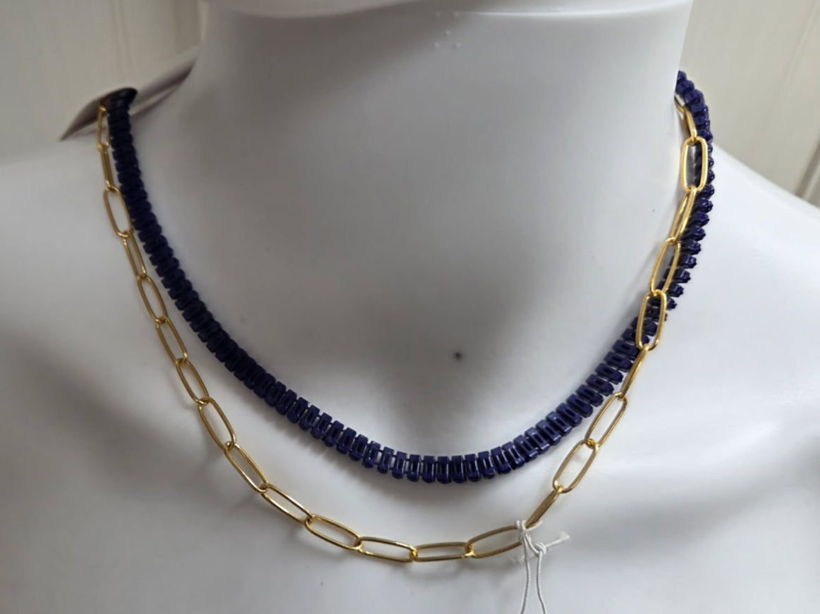 Baguette & Paperclip Chain Link Necklace