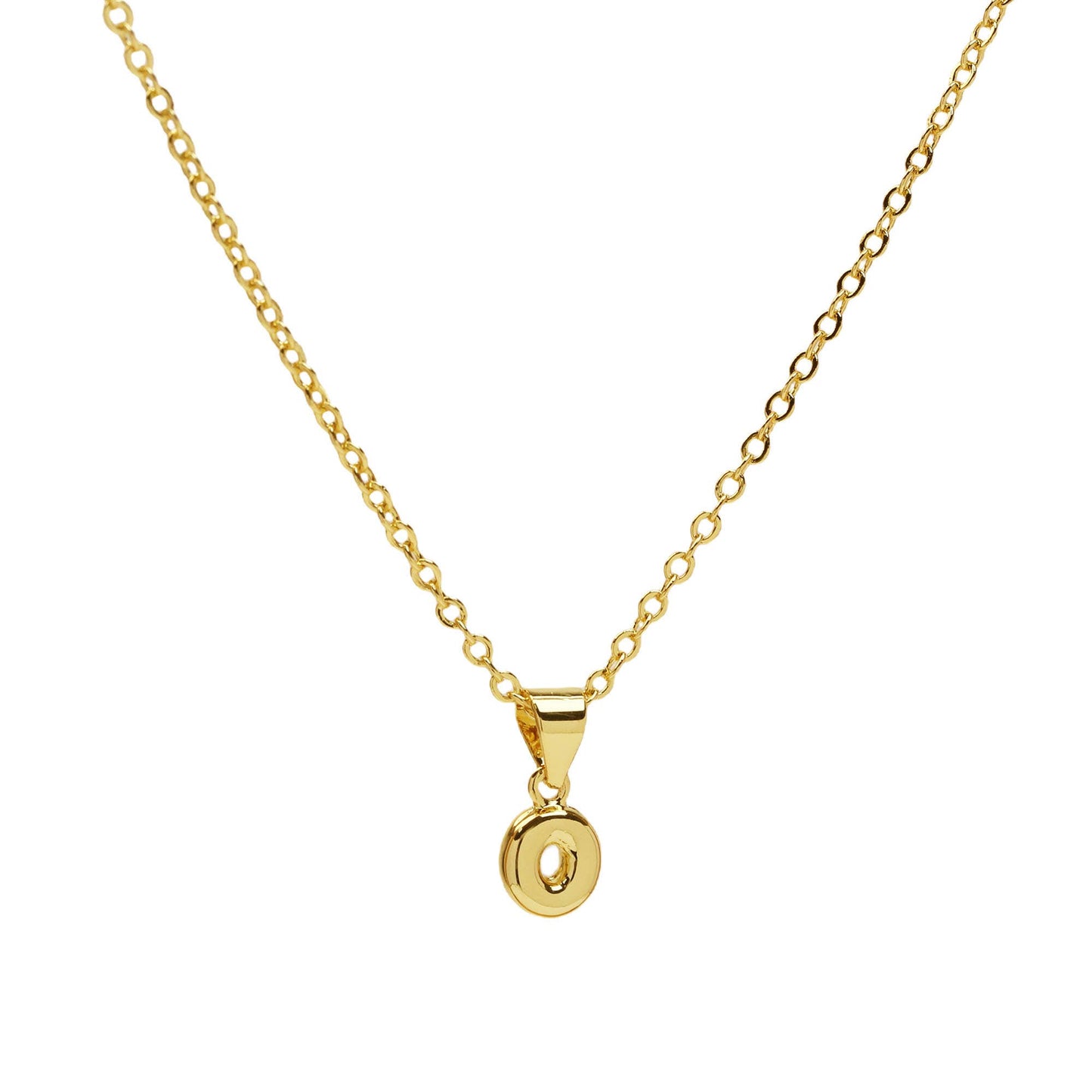 Initial Medium Balloon Bubble 18K Gold Necklace