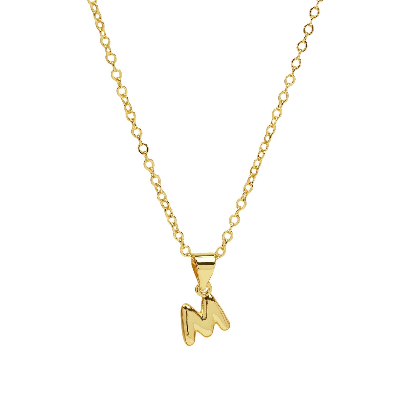 Initial Medium Balloon Bubble 18K Gold Necklace