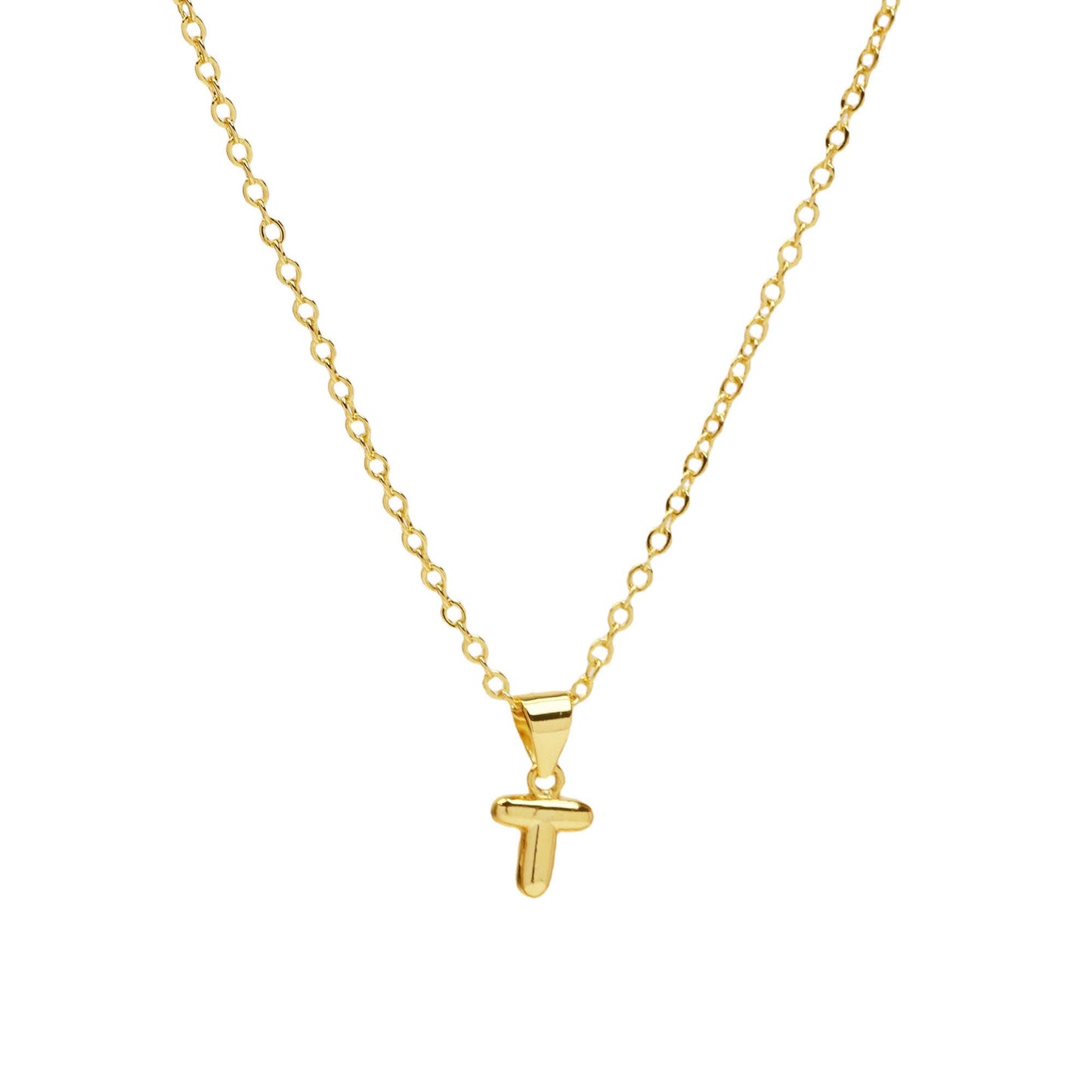 Initial Medium Balloon Bubble 18K Gold Necklace