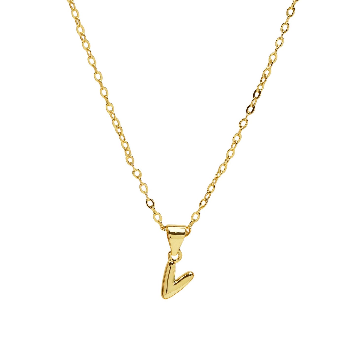 Initial Medium Balloon Bubble 18K Gold Necklace