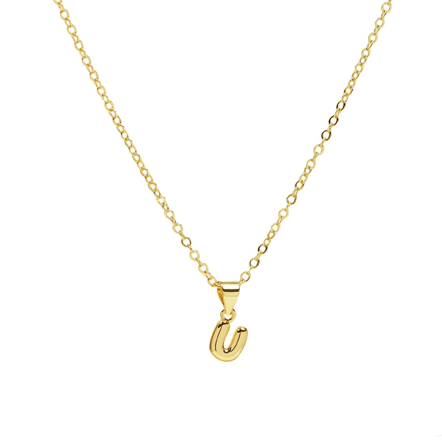 Initial Medium Balloon Bubble 18K Gold Necklace