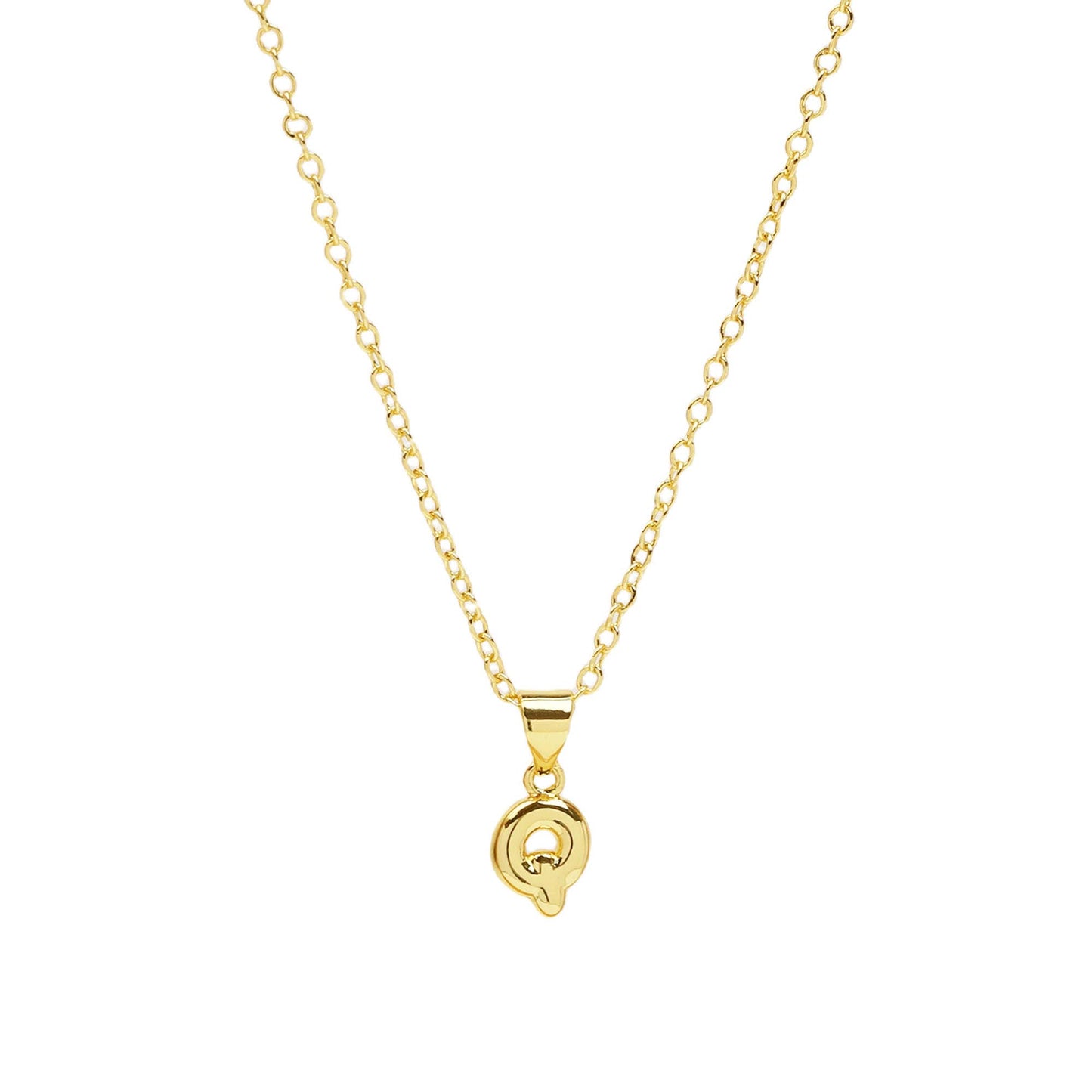 Initial Medium Balloon Bubble 18K Gold Necklace
