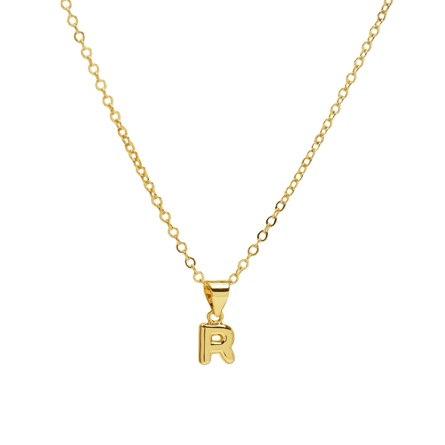 Initial Medium Balloon Bubble 18K Gold Necklace