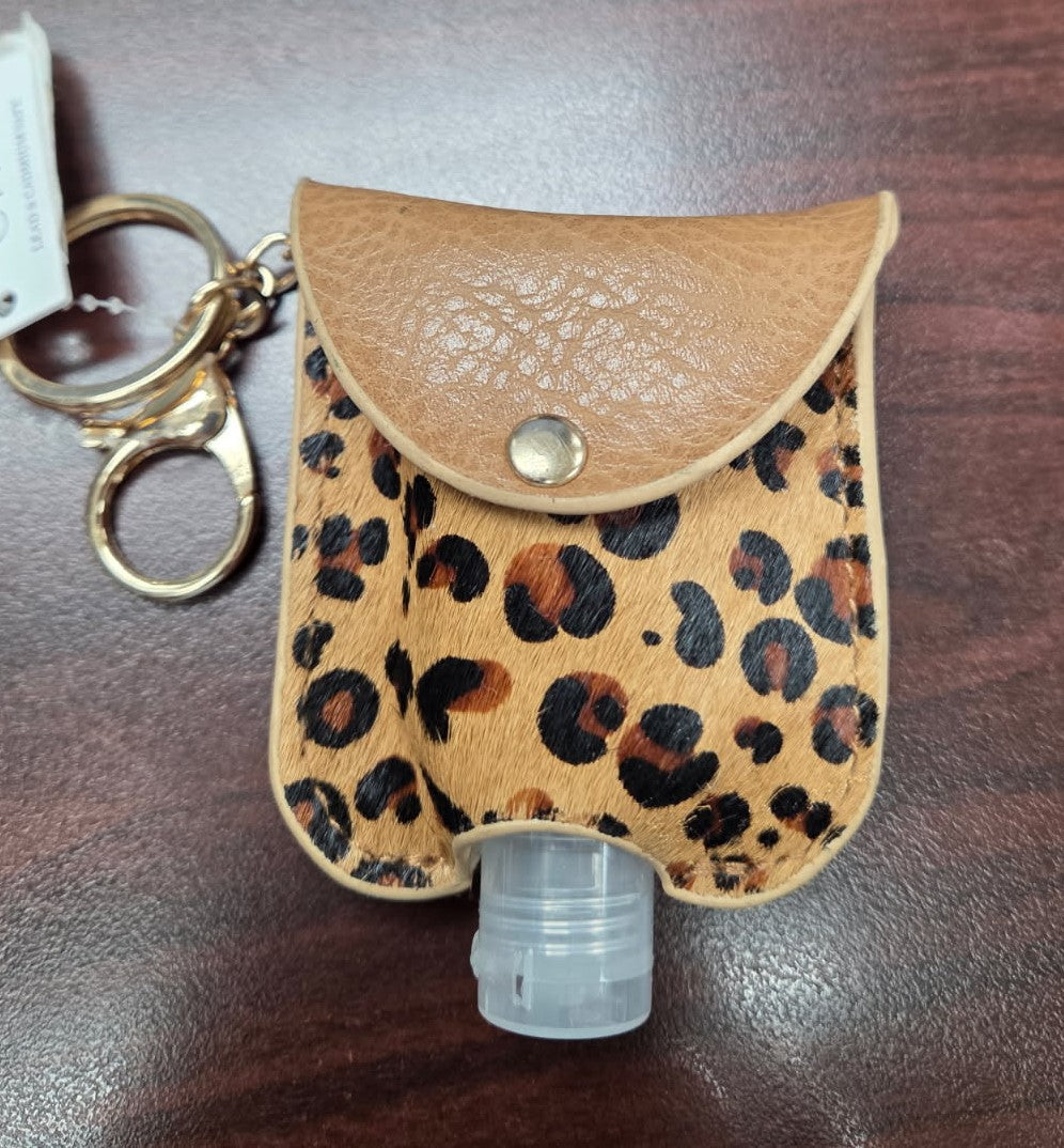 Animal Print Calf Hair Mini Sanitizer Holder-Brown Cheetah