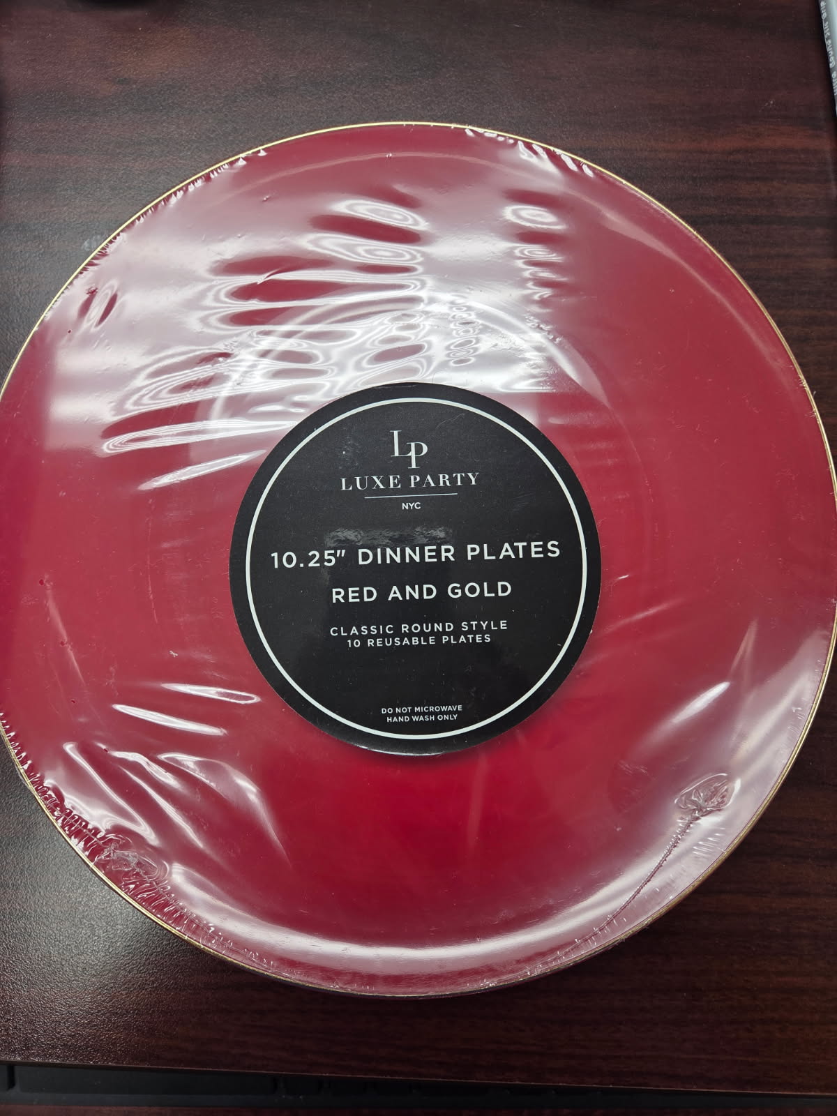 Deep red and gold plates