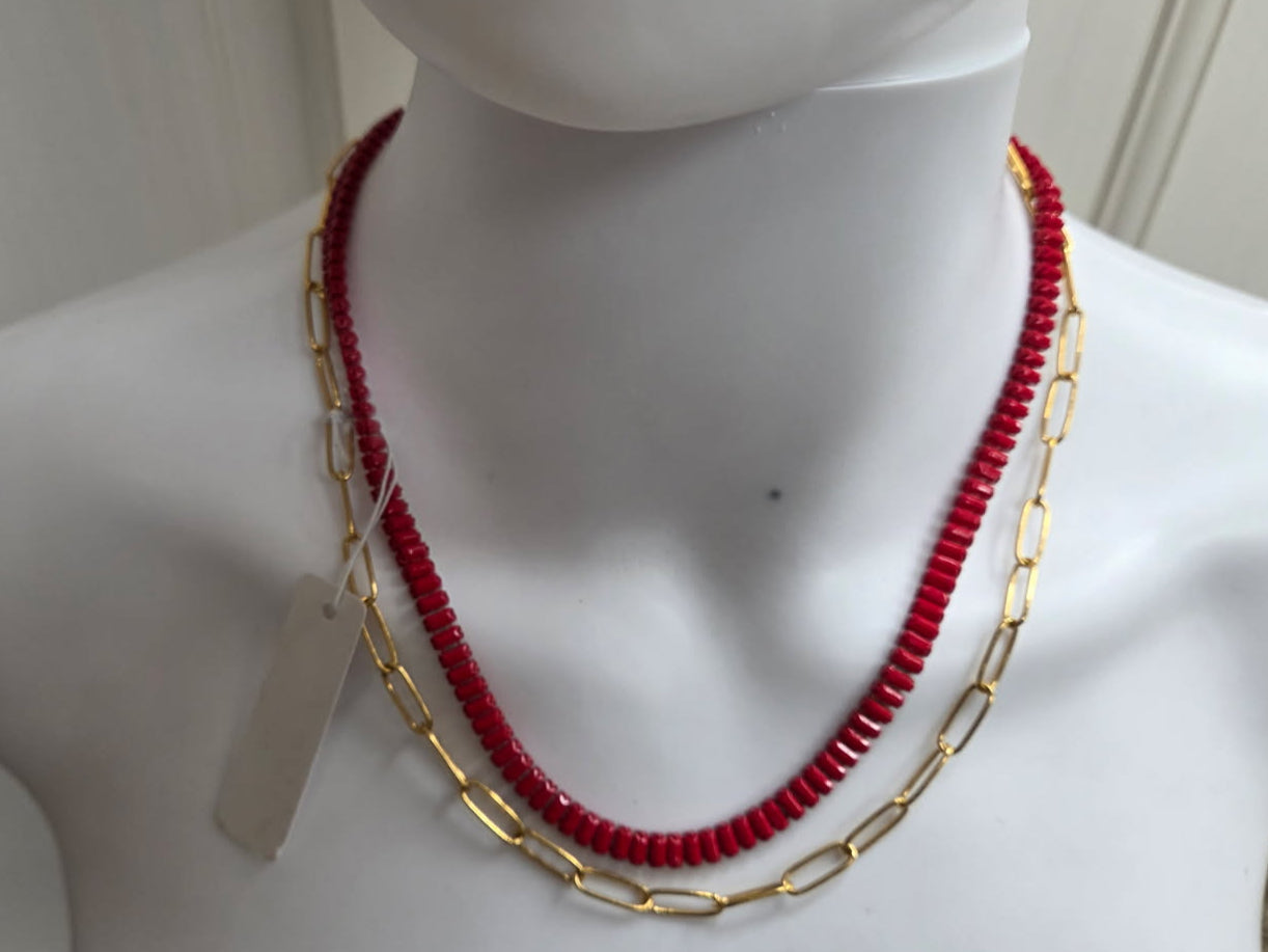 Baguette & Paperclip Chain Link Necklace