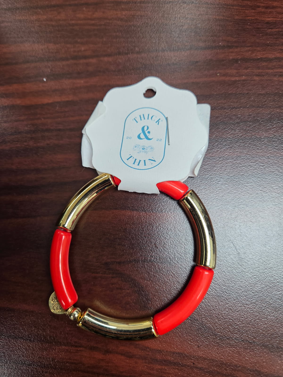Red Marble Tube Bamboo Bracelet