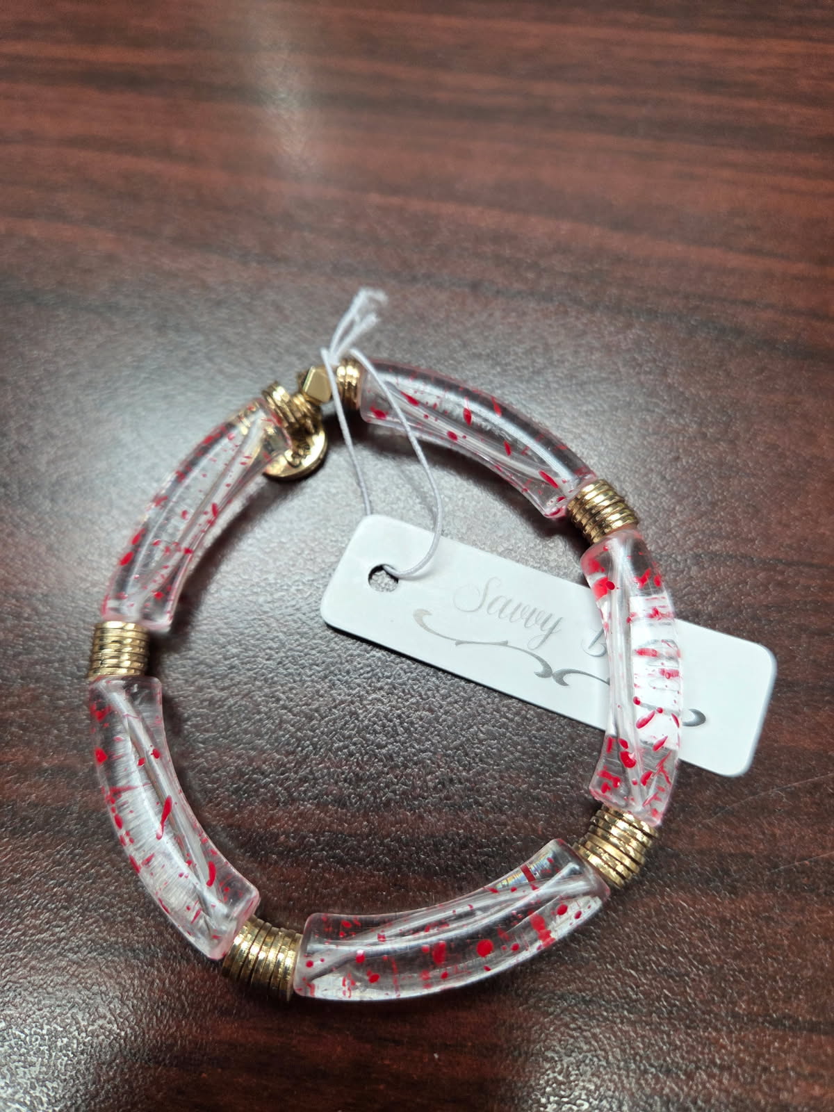 Clear Red Speckle Acrylic