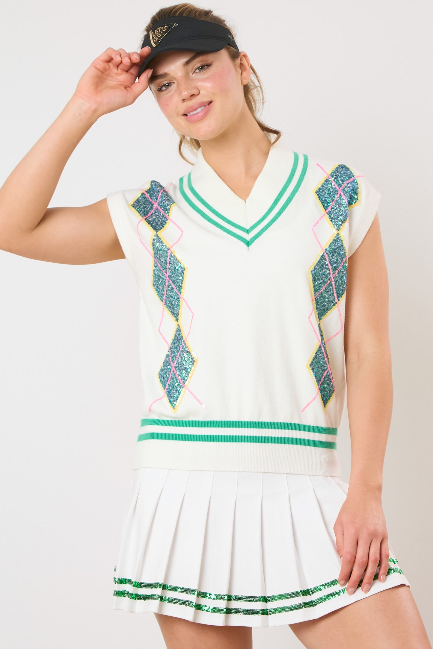 FF White Sequined Vest Sweater
