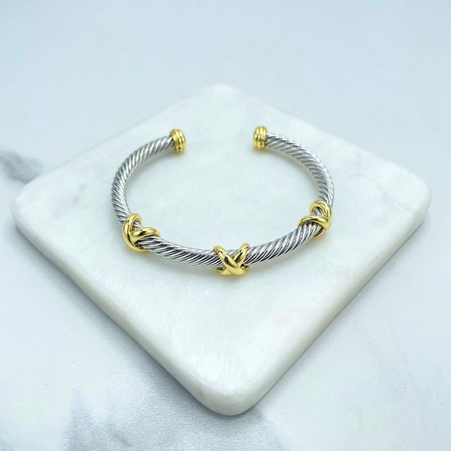 18k Gold Filled & Silver Filled Cable Cuff Bracelets