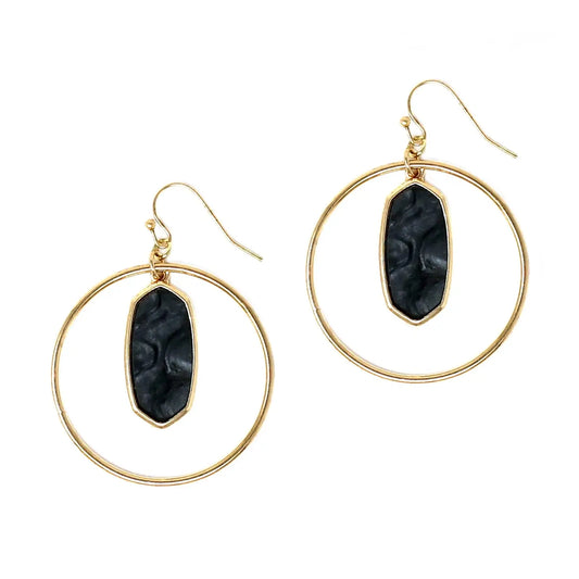 Kenzie Circle Drop Earrings-Grey