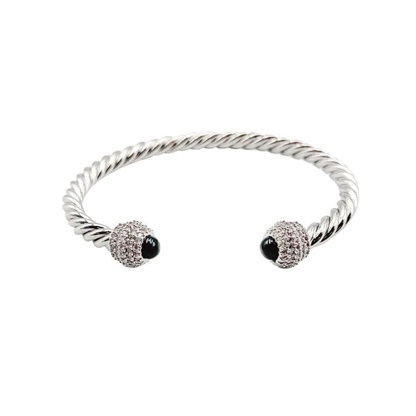 Silver Rope Black Crystal