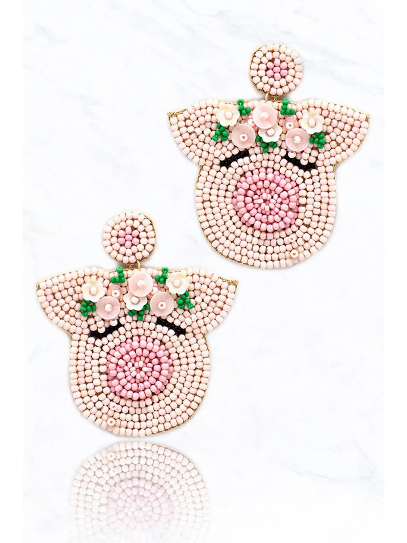 Pig Beaded Post Earrings