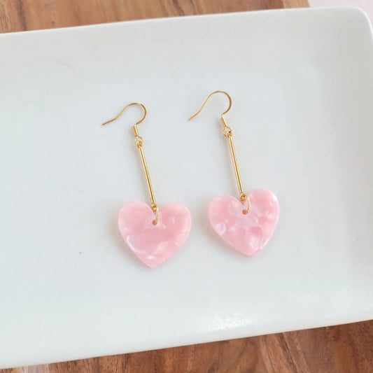 Mina Heart Earrings - Pink