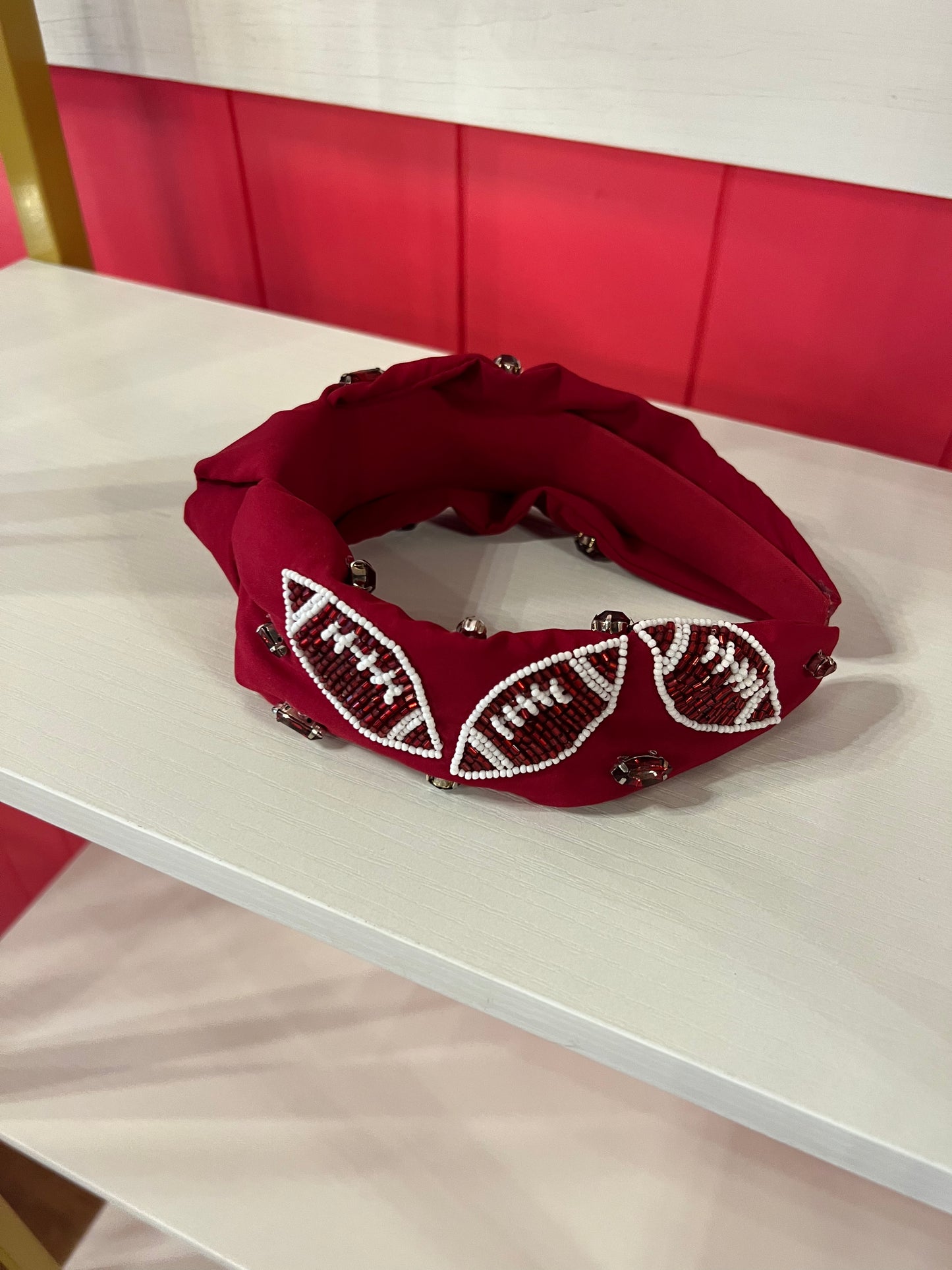 Football Maroon/White Headband