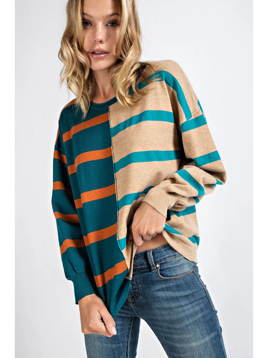 Color Block Stripe Sweater