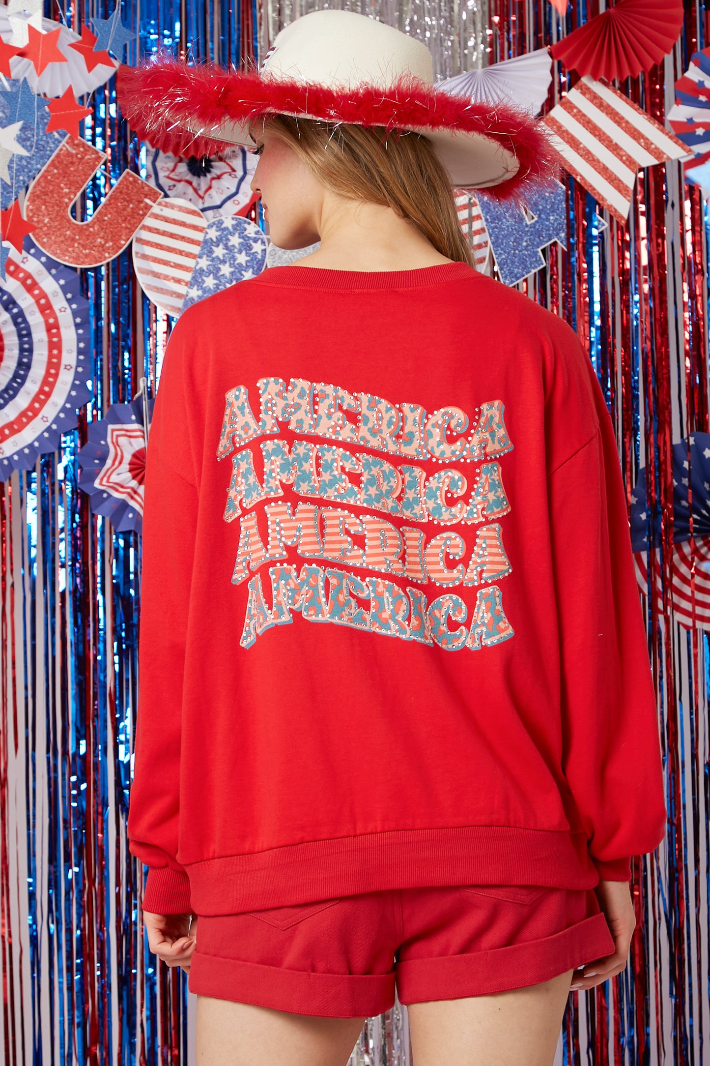 FF America Printed Red Long Sleeve