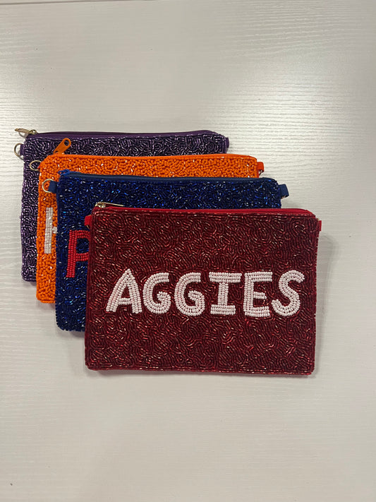 Beaded pouch Aggies