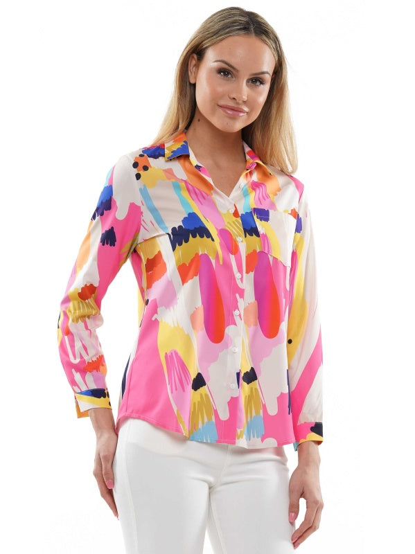 Fun Colored Pattern Button Up