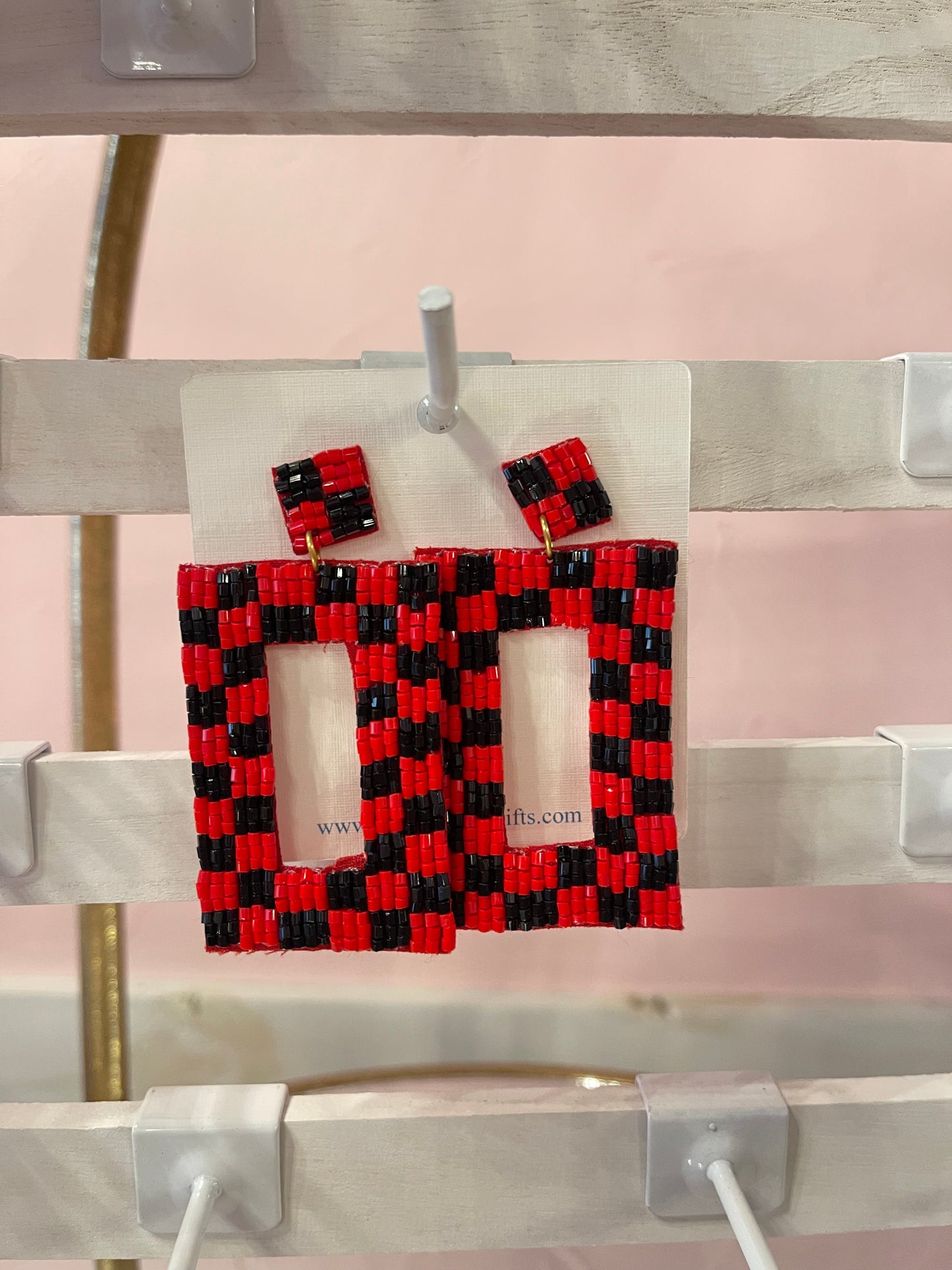 Checkered Red/Black Earrings