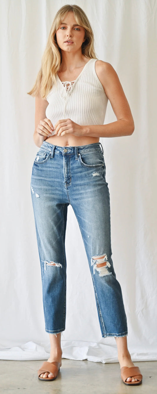 STRETCH SUPER HIGH RISE MOM JEAN